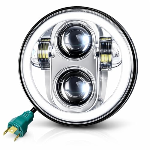 Eagle Lights 8900 Series 5-3/4” 5.75 Inch LED Headlight with Halo DRL for Harley-Davidson® & Indian® Motorcycles – 6X Brighter Than Stock, Wide Beam Pattern, Plug & Play H4 - Image 1