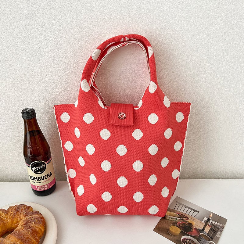 Colorful Dot Knitted Hand Bag Women'S Large Capacity Commuting Underarm Bag Fashionable All-Match Storage Wrist Bag Trendy - Image 1