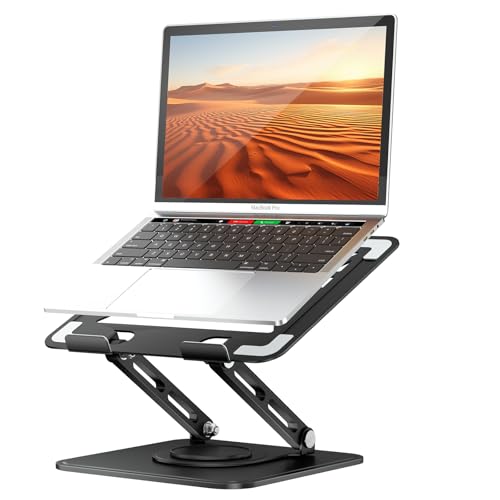 tounee Laptop Stand for Desk, Adjustable Computer Stand Holder with 360° Rotating Base, Ergonomic Laptop Riser Compatible with MacBook Pro Air, All Laptops 10-15.6"-Black - Image 1