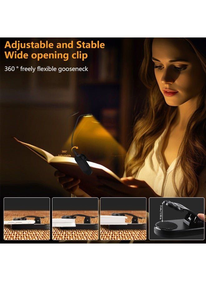 Reading Light with Clip, 18 LED Lamp, 3 Color Temperatures, Stepless Dimming, 360° Adjustable, USB Rechargeable, Lightweight Foldable Table Lamp for Reading, Travel, School, and Business Trips, Black - Image 5