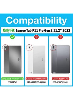 Procases For Lenovo Tab P11 Pro 11.2" Gen 2 2022 (Tb 132Fu Tb 138Fc) Case Rugged Heavy Duty Shockproof Cover With Hand Strap Shoulder Strap For 11.2 Inch Lenovo Tab P11 Pro 2Nd Generation Black  - Image 2