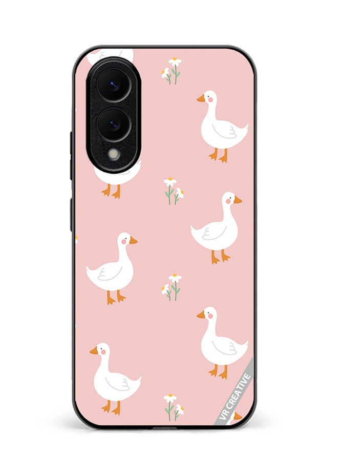 VR CREATIVE Protective Case Cover For Samsung Galaxy S25 Edge Cute White Swan Goose Design Multicolour