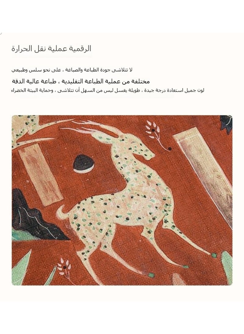 Chinese Zen Table Runner Waterproof Tea Mat Long Cloth for Tea Table Dunhuang Nine-Colored Deer Design - Image 3