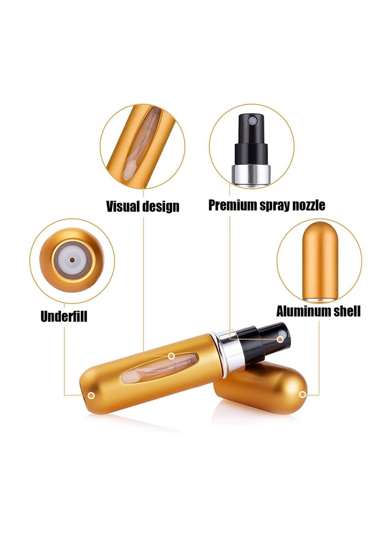 فيند حاوية البخاخة القابلة لإعادة الملء للعطور الصغيرة للسفر ، زجاجة رذاذ العطر المحمولة ، علبة مضخة برائحة العطور للسفر ، زجاجة رذاذ فارغة للسفر والخروج (عبوة من 1) ذهبي - Image 3