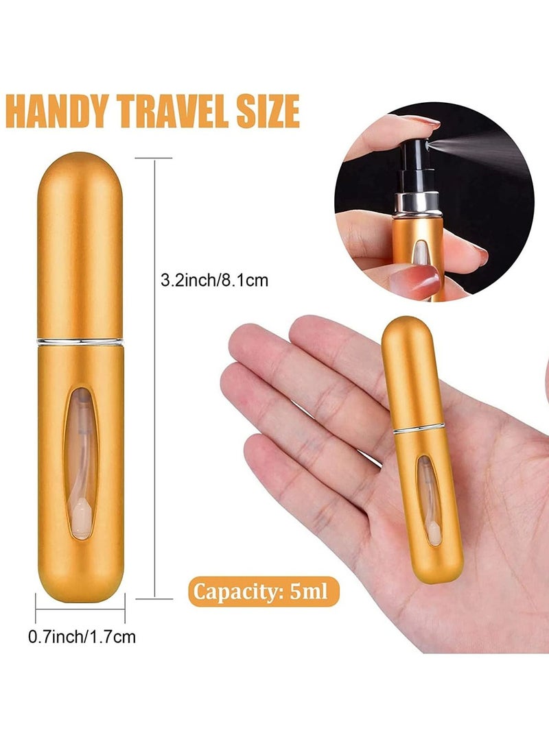 فيند حاوية البخاخة القابلة لإعادة الملء للعطور الصغيرة للسفر ، زجاجة رذاذ العطر المحمولة ، علبة مضخة برائحة العطور للسفر ، زجاجة رذاذ فارغة للسفر والخروج (عبوة من 1) ذهبي - Image 2