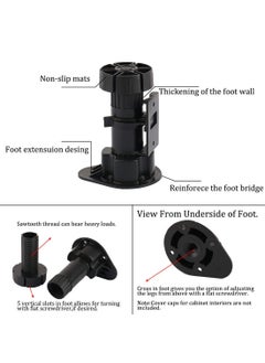 Redwud Redwud Kitchen Bedroom Plastic Adjustable Cabinet Legs Foot Black 6 Pieces  - Image 3