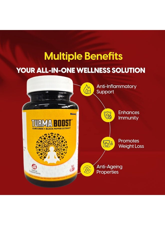 Rusan TURMA BOOST Curcumin 95% 400mg + Black Pepper Extract | 50 Capsules | Immunity & Joint Care | Anti-Inflammatory Support - Image 3