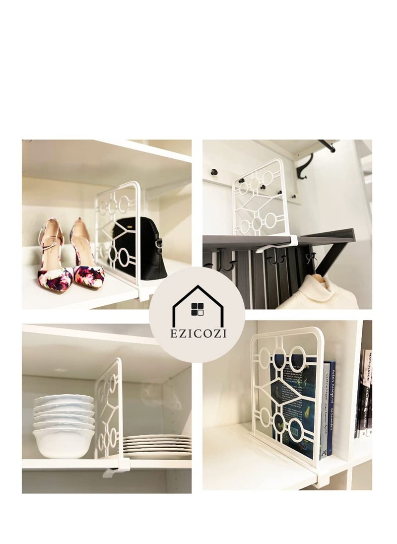 Premium Shelf Dividers Set, Closet Organizer, Multi-Purpose Wood Shelf Separators, with Easy-Clip Attachment, for Kitchen, Bathroom, Office, and Laundry Room Shelves (Set of 6)