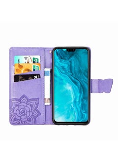 زبون جراب لهاتف Huawei Honor 9X Lite، جراب جلدي أفقي منقوش عليه زهرة حب الفراشة مع حامل / فتحة بطاقة / محفظة / حبل  - Image 3