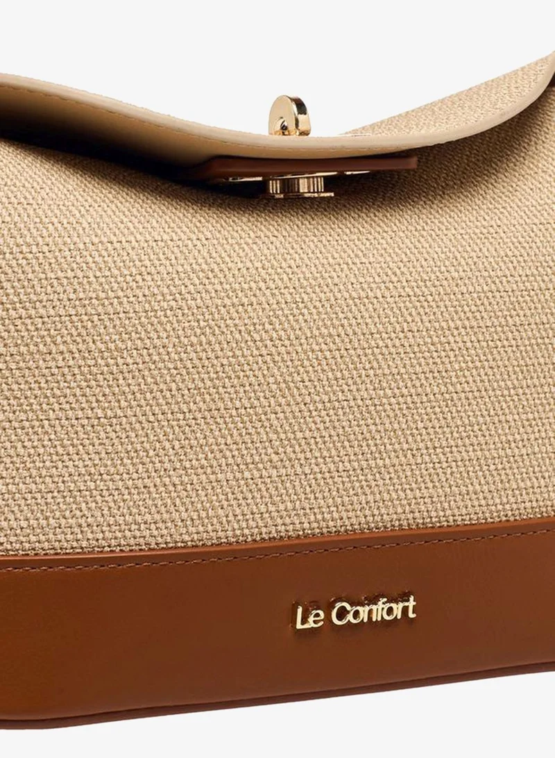 Le Confort BROWN Textured Satchel Bag With Twist Lock Closure for Women | Best Price UAE