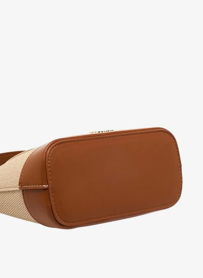 Le Confort BROWN Textured Satchel Bag With Twist Lock Closure for Women | Best Price UAE