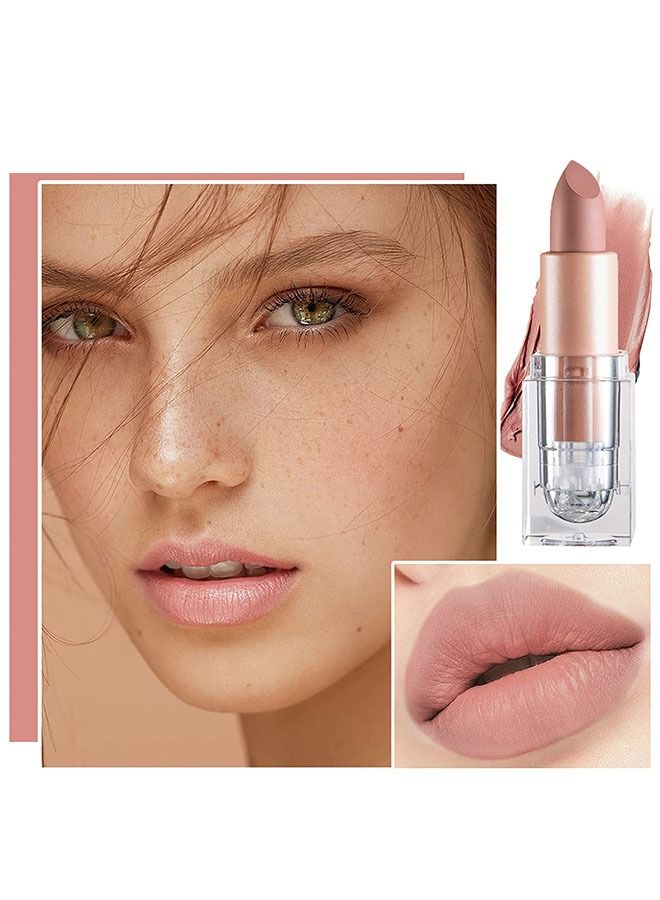 دي ان ام شفاه الشفاه العاري غير اللامع لملوفة الشفاه غير اللامعة غير المكررة كأس عارية شفاه شفاه غير ماتي وصمة شفاه طويلة الأمد للماء للنساء للبنات اليومية لمكياج الشفاه (الوردي العري) - Image 4