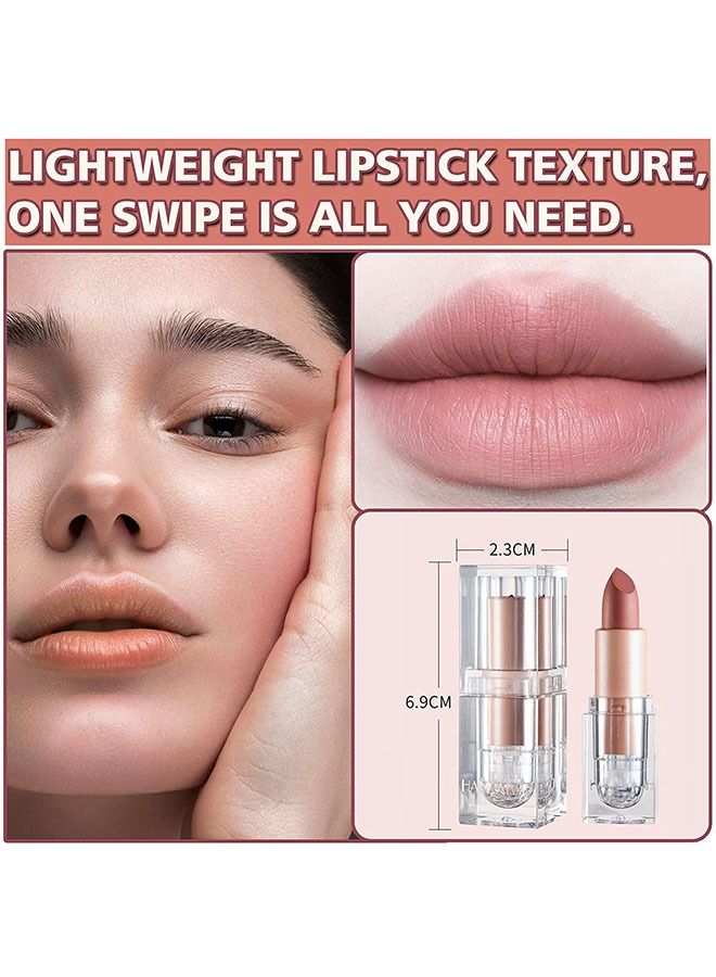 دي ان ام شفاه الشفاه العاري غير اللامع لملوفة الشفاه غير اللامعة غير المكررة كأس عارية شفاه شفاه غير ماتي وصمة شفاه طويلة الأمد للماء للنساء للبنات اليومية لمكياج الشفاه (الوردي العري) - Image 3