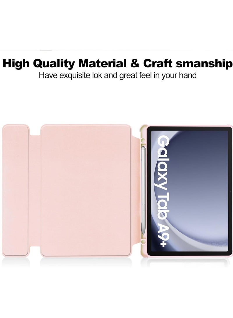 TEAM LUXURY سامسونج جالكسي تاب A9 بلس/A9+ 5G 11 بوصة موديل 2023 (SM-X210/X216/X218)، غلاف رفيع وخفيف الوزن مع لوحة مفاتيح بلوتوث لاسلكية قابلة للفصل مغناطيسياً، أسود (وردي) - Image 4