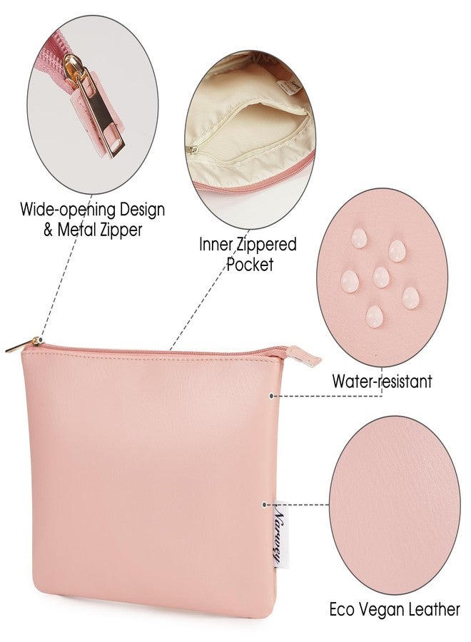 Narwey Small Makeup bag for Purse, Small Makeup Pouch for Purse Cosmetic Bag with Zipper, Cute PU Leather Make up Pouch for Women Girls (Pink) - Image 3