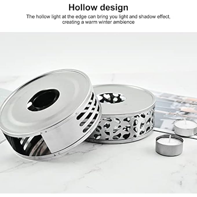 Jectse Stainless Steel Teapot Warmer Hollow Design Candle Heater For Tea Coffee And Milk Compact And Practical Transverse Hole - Image 4