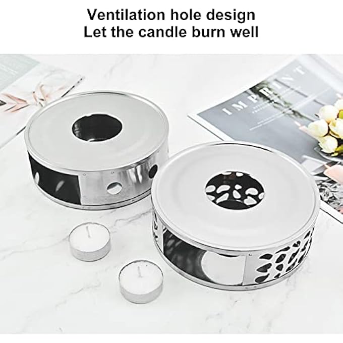 Jectse Stainless Steel Teapot Warmer Hollow Design Candle Heater For Tea Coffee And Milk Compact And Practical Transverse Hole - Image 3