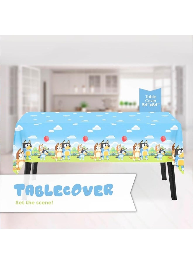 Unique Bluey Birthday Party Supplies | Bluey Party Supplies | Bluey Birthday Decorations | Bluey Party Decorations | With Bluey Tablecover, Bluey Plates, Bluey Cups, Bluey Napkins, Forks, Button - Image 4
