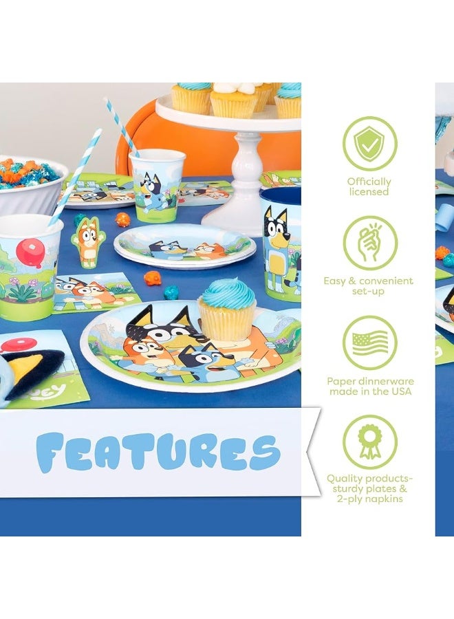 Unique Bluey Birthday Party Supplies | Bluey Party Supplies | Bluey Birthday Decorations | Bluey Party Decorations | With Bluey Tablecover, Bluey Plates, Bluey Cups, Bluey Napkins, Forks, Button - Image 2