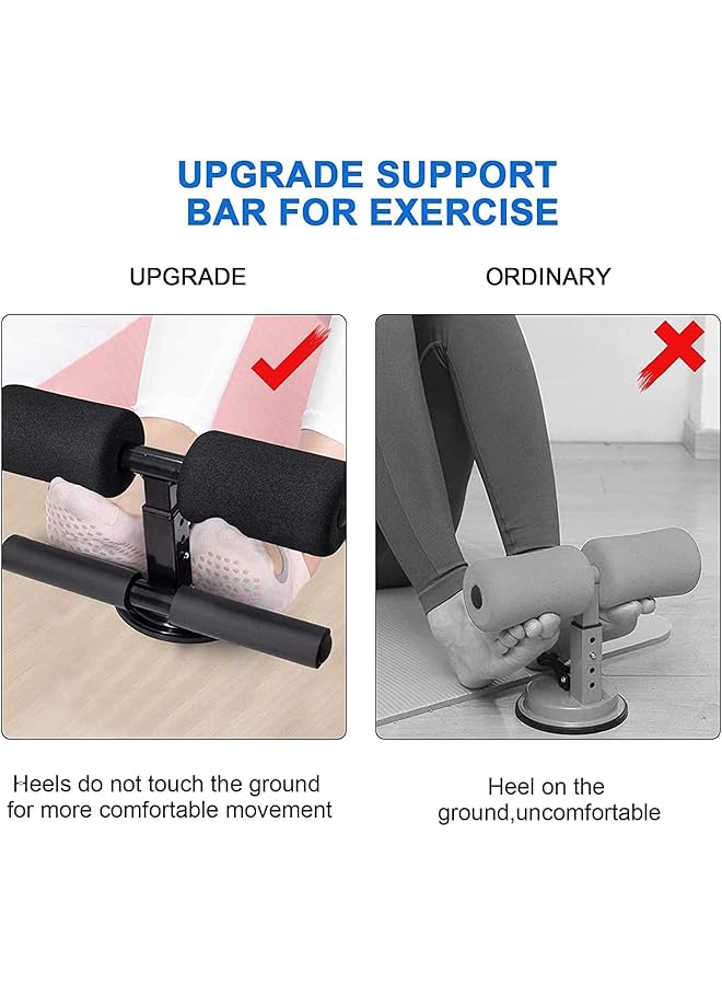 X spring Sit up Bar for Floor Adjustable Sit up Assistant Device Strong Self Suction Portable Sit up Bar Sit up Foot Anchor with Rubber Suction Cup Ab Crunch Machine for Home (Black) - Image 2