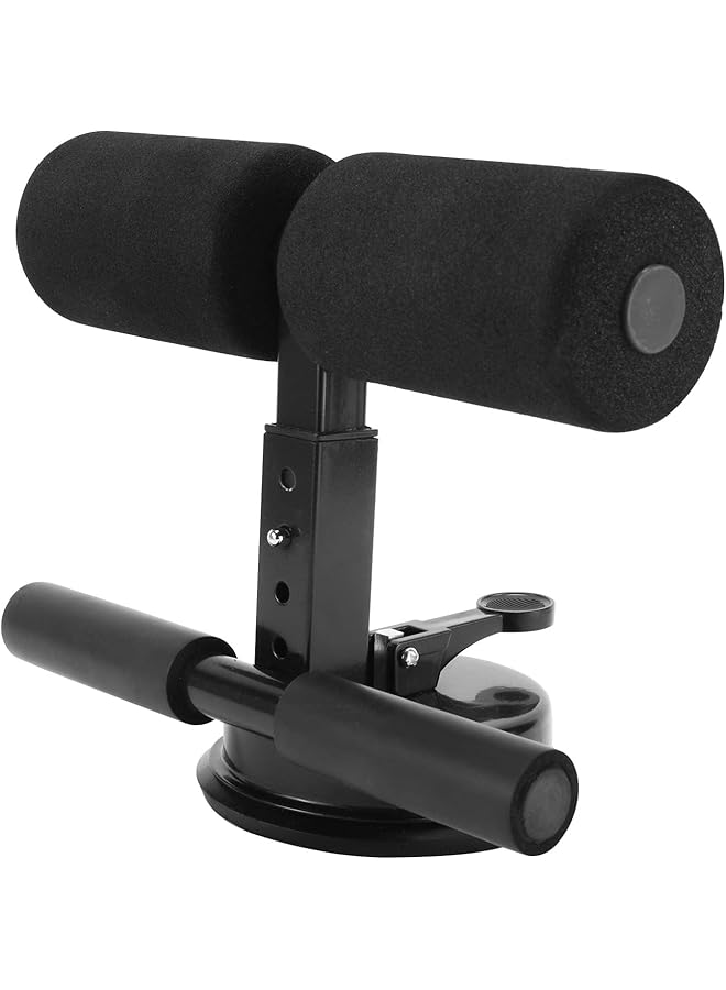 X spring Sit up Bar for Floor Adjustable Sit up Assistant Device Strong Self Suction Portable Sit up Bar Sit up Foot Anchor with Rubber Suction Cup Ab Crunch Machine for Home (Black) - Image 1
