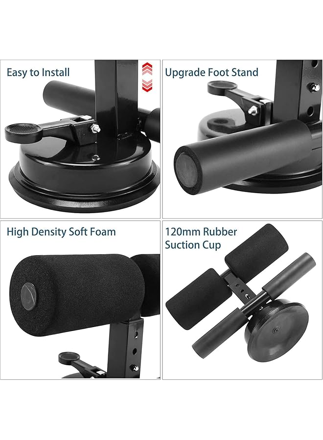 X spring Sit up Bar for Floor Adjustable Sit up Assistant Device Strong Self Suction Portable Sit up Bar Sit up Foot Anchor with Rubber Suction Cup Ab Crunch Machine for Home (Black) - Image 4