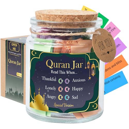 KATINAT 92 Quran Verse Jar - Islamic Decor & Gift Set, Small Quran Verses for Eid, Muslim Gifts for Men & Women, Islam Home Decoration, Spiritual Ramadan Gift - Image 1