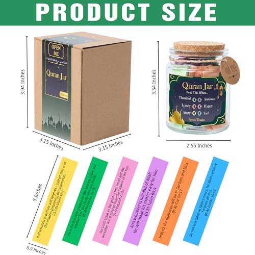 KATINAT 92 Quran Verse Jar - Islamic Decor & Gift Set, Small Quran Verses for Eid, Muslim Gifts for Men & Women, Islam Home Decoration, Spiritual Ramadan Gift - Image 2