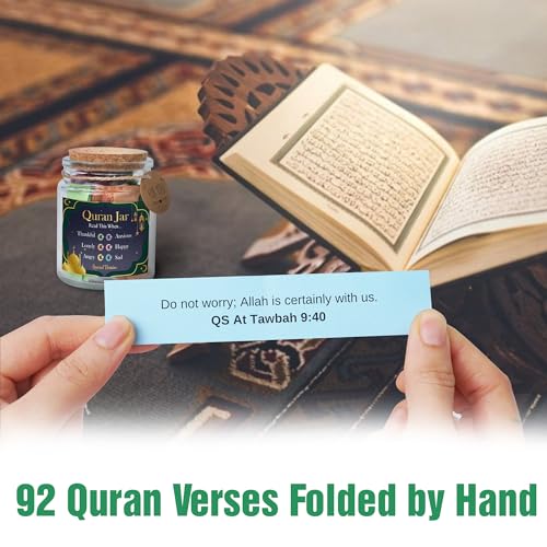 KATINAT 92 Quran Verse Jar - Islamic Decor & Gift Set, Small Quran Verses for Eid, Muslim Gifts for Men & Women, Islam Home Decoration, Spiritual Ramadan Gift - Image 4