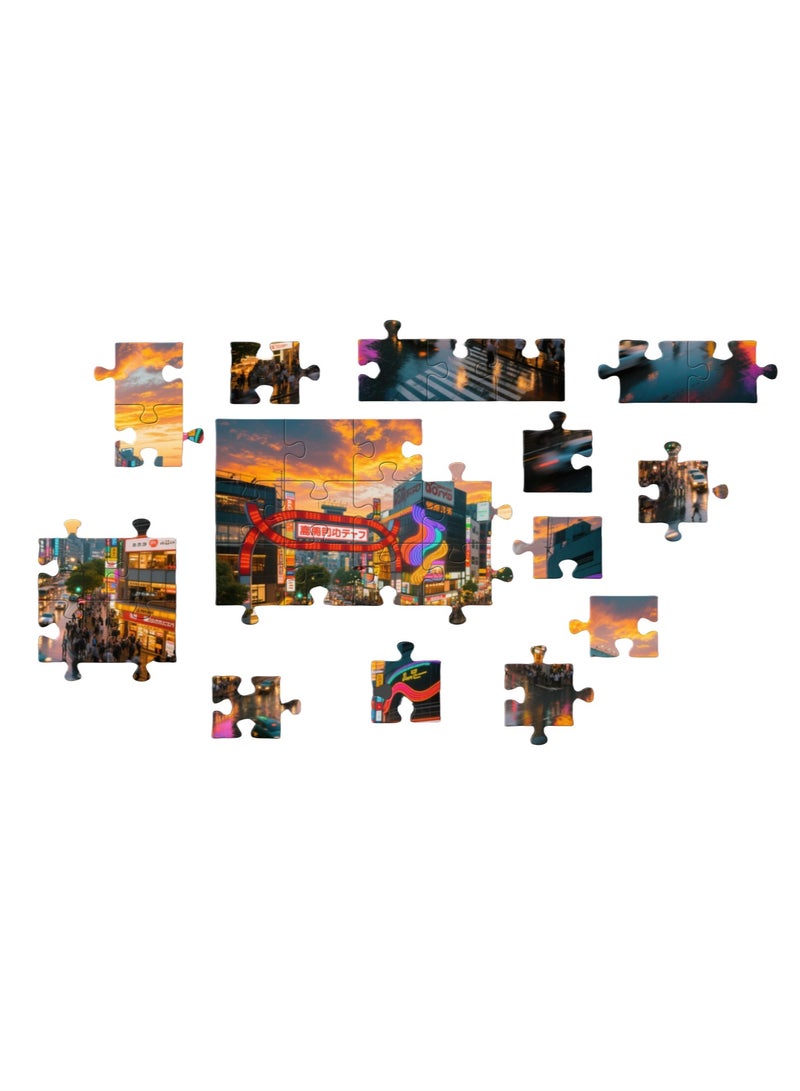 1000 قطعة من لغز مشهد الغسق في تقاطع طوكيو شيبويا - أنماط تصميم إبداعية، تجربة فنية غنية وملونة، مناسبة للبالغين والأطفال - Image 3