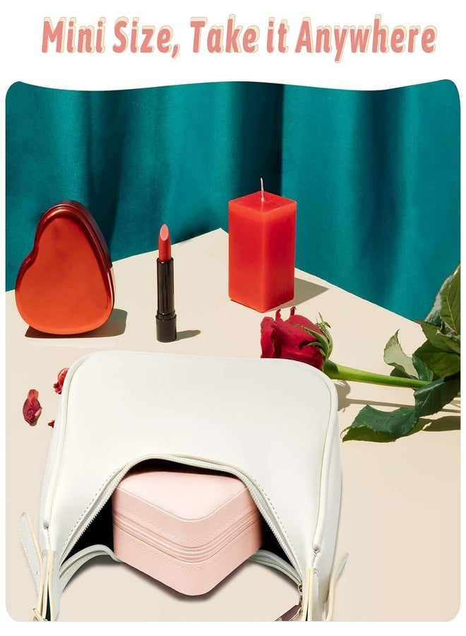 MITVIK Mini PU Leather Jewellery Organizer Box for Women & Girls | Small Travel Jewelry Storage Case with Zipper | Holder for Rings, Earrings, Necklaces & Bracelets – Pink - Image 4