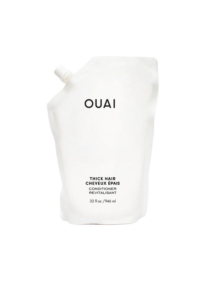 OUAI Thick Hair Conditioner Refill - Moisturizing Conditioner for Dry, Frizzy Hair - Keratin, Marshmallow Root, Shea Butter and Avocado Oil - Paraben, Phthalate and Sulfate Free Hair Care - 32 oz - Image 1