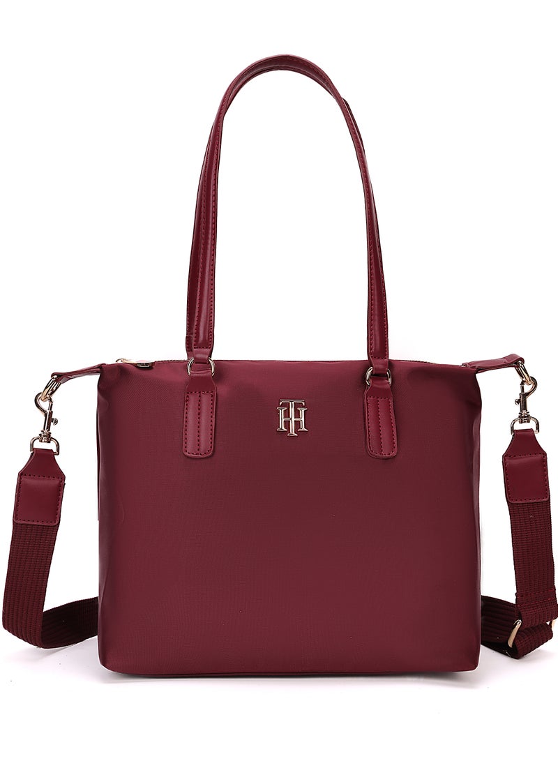 تي أتش حقيبة كتف بلون النبيذ الأحمر من تومي هيلفيغر، حقيبة كتف، حقيبة بحمالتين - Image 1