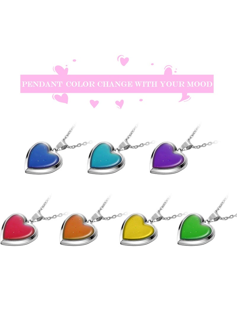 Hicarer Hicarer Heart Mood Locket Necklace for Girls Kids Locket Color Changing Necklace Stainless Steel Temperature Sensing Mood Heart Shape Photo Pendant Birthday Valentines Gift(8 Pieces)  - Image 2