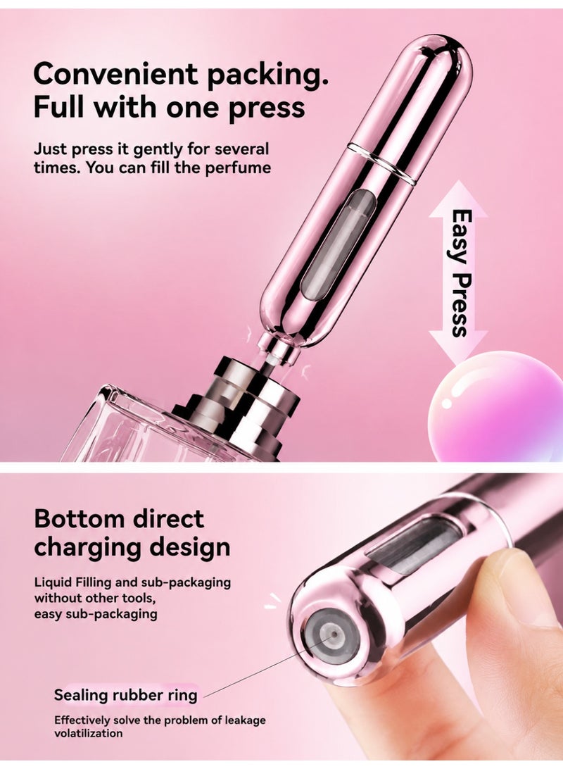 Refillable Portable Perfume Atomizer 5ml Shiny Pink Travel Spray Bottle Leak Resistant Pocket Size For Men And Women 1 Piece - Image 5