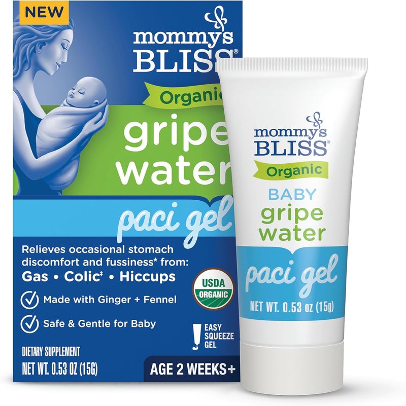 mommys BLISS جل مصاصة ماء الغريب العضوي من موميز بليس للمواليد الجدد يخفف من انزعاج المعدة العرضي الناتج عن الغازات والمغص والقلق عمره 2 أسبوع 053 أونصة 45 حصة - Image 1