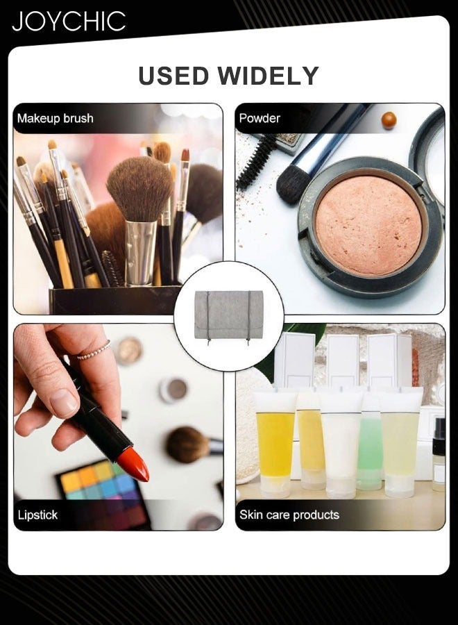 Joychic حقيبة تخزين مستحضرات التجميل المحمولة والحمام والسفر قابلة للفصل بسعة كبيرة لتوفير المساحة وحقيبة أدوات الزينة للنساء والرجال باللون الرمادي - Image 4