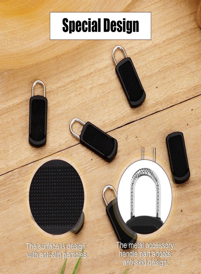 NQEUEPN 6pcs Zipper Pull Replacement, Detachable Zipper Puller Plastic Zipper Pull Tab Mend Fixer Zipper Replacement Slider Luggage Zipper Repair for Clothing Jackets Suitcase Handbag Backpack (Black) - Image 4