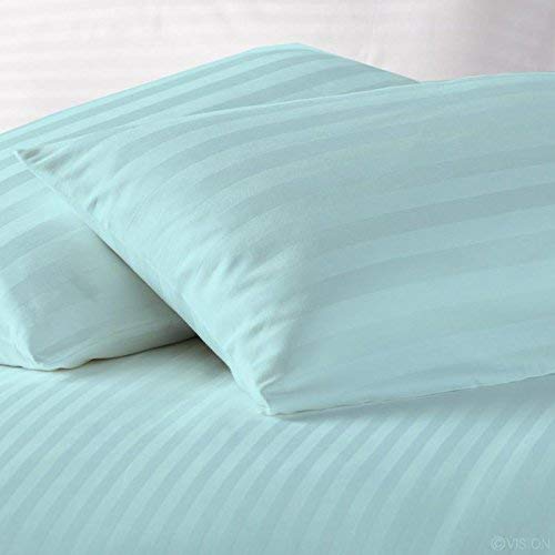 Daksh Sateen Stripe 300 TC Cotton Pillow Cover, 16 x 24 inch, Sky Blue, 2 Pieces - Image 2