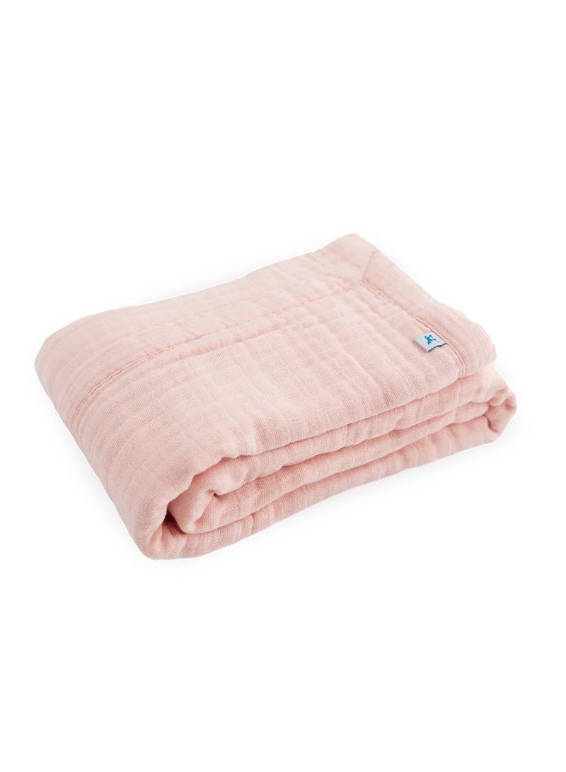 little unicorn Cotton Muslin Baby Blanket Light Pink - Image 1