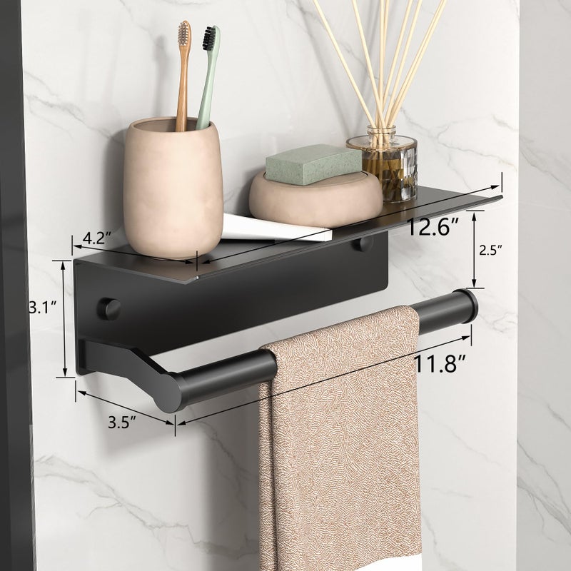 Dr.DJ Toilet Paper Holder with Shelf- Dr.DJ Paper Towel Holder Wall Mount  Paper Towel Holder Self Adhesive & Screw for Toilet  Bathroom  Kitchen  RV Toilet Paper Holder (Matte Black) - Image 2