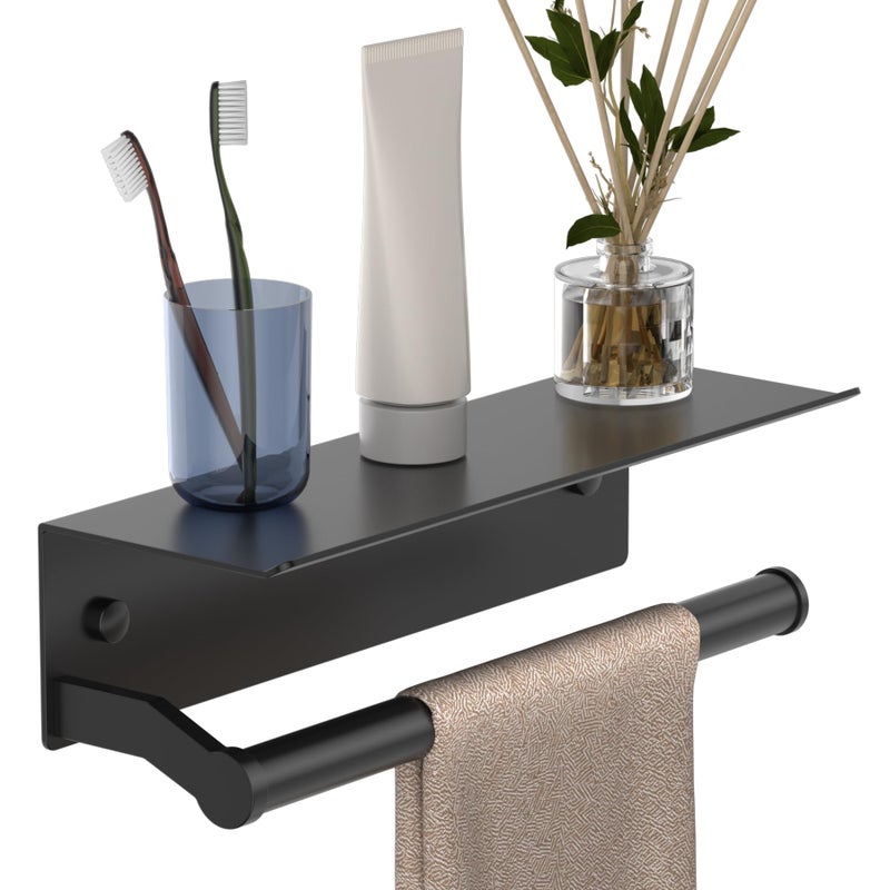 Dr.DJ Toilet Paper Holder with Shelf- Dr.DJ Paper Towel Holder Wall Mount  Paper Towel Holder Self Adhesive & Screw for Toilet  Bathroom  Kitchen  RV Toilet Paper Holder (Matte Black) - Image 1