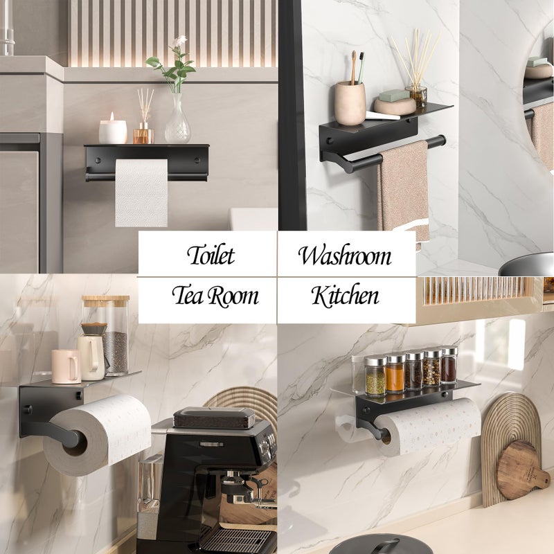 Dr.DJ Toilet Paper Holder with Shelf- Dr.DJ Paper Towel Holder Wall Mount  Paper Towel Holder Self Adhesive & Screw for Toilet  Bathroom  Kitchen  RV Toilet Paper Holder (Matte Black) - Image 3
