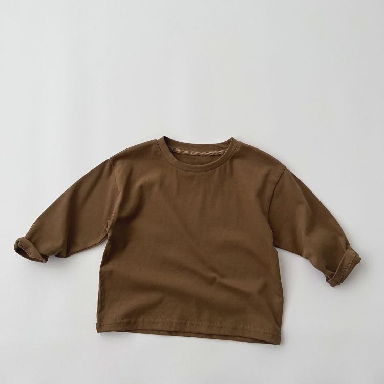 New Boys And Girls Baby All-Match Solid Color Base Shirt T Foundation Solid Color Korean Children'S Loose Soft Long-Sleeved T-Shirt - Image 1