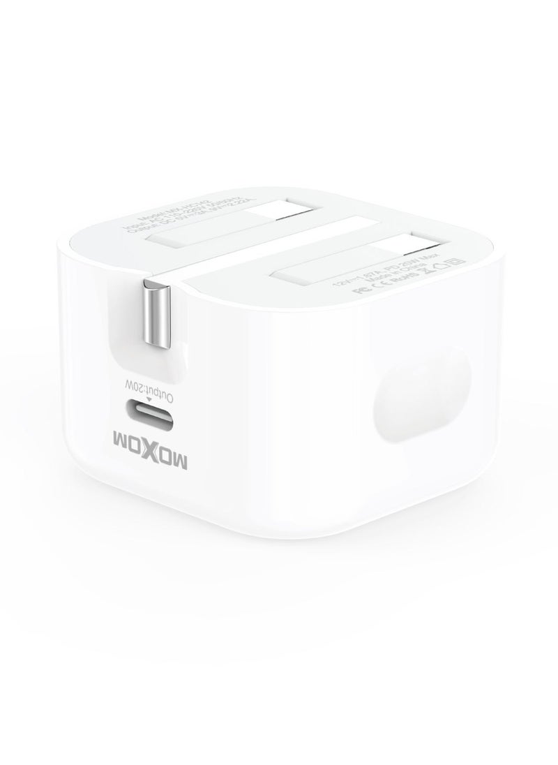 MOXOM MX-HC142 Iphone apple 20W USB-C 3-Pin Power Adapter White Charger  - Image 1