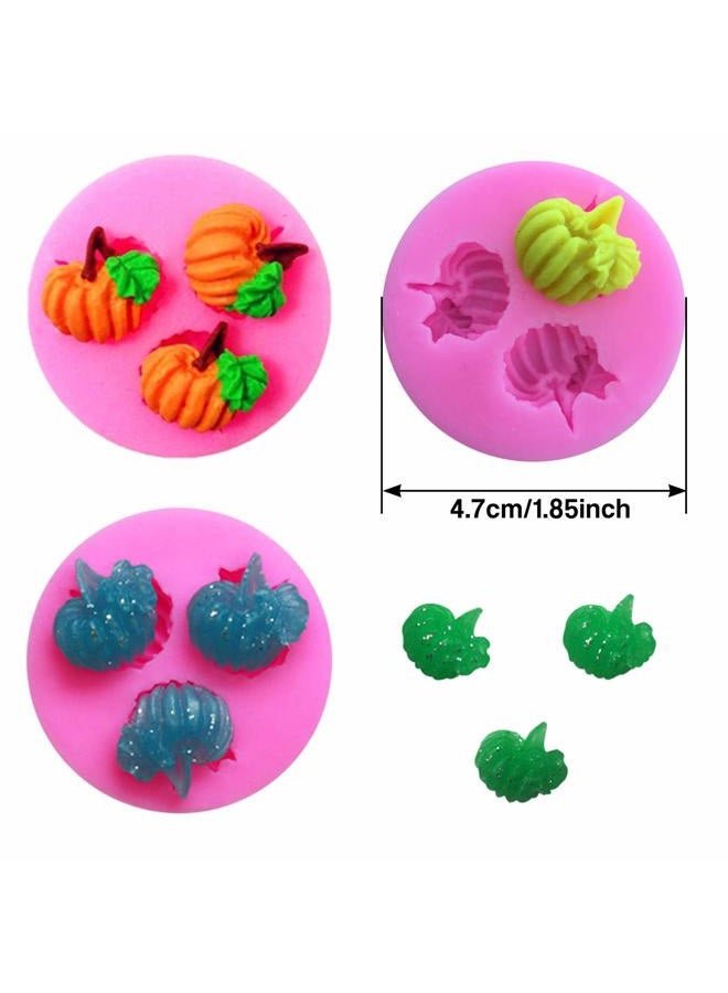 Rainmae 5Pcs Autumn 3D Pumpkin Silicone Mold, Mini Pumpkin Mold for Thankgiving Cupcake Molds, Maple Leaves Fondant Cake Decorating Chocolate Candy Clay Moulds for Fall Thanks Giving - Image 4