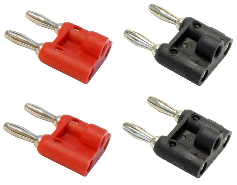 AUDIO 2000'S ACC3166BR4 Two-Pair (2-Black, 2-Red, 4 Plugs Total) Corrosion-Resistant Banana Plugs for Speaker Wires - Image 1
