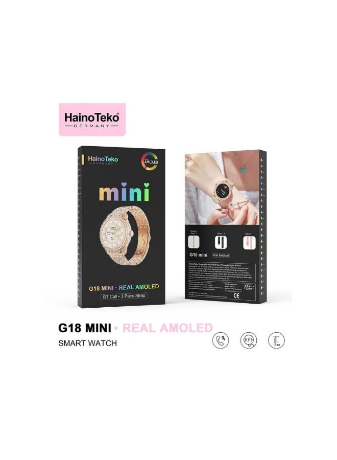 Haino Teko G18 Mini Real AMOLED Stylish Design Smartwatch With Premium Look 3 Pair Straps and Charging Cable Designed for Women - Image 3