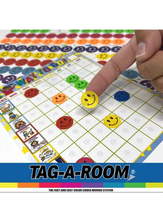 Tag-A-Room ملصقات دائرية مبتسمة بوجه مبتسم 3 4 بوصة 10 ألوان زاهية 8 1 2" × 11" ورقة (2100 عبوة) - Image 5