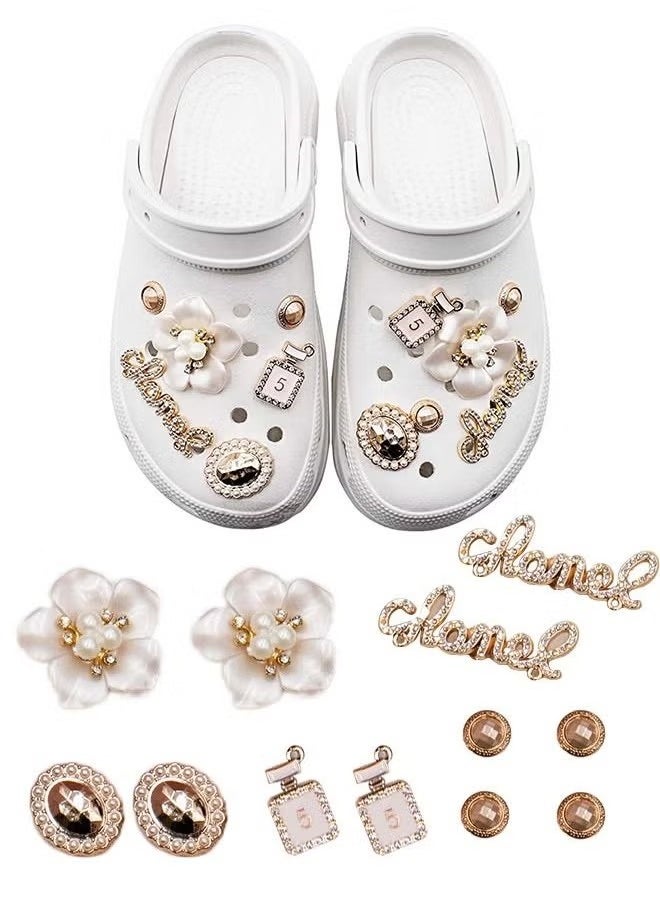 Realfrog 12 Pcs Bling Shoe Charms for Women, Bling Croc Charms Pearl Shoe Charms with Shoe Chains Crystal Rhinestone Shoe Charms DIY Shoe Decoration Charms for Croc Clog Sandals Fit Party Favors Birthday Gifts  - Image 4